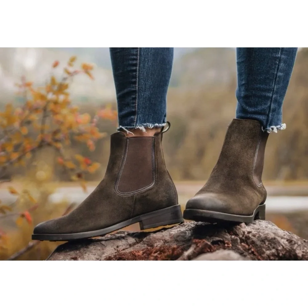 THURSDAY BOOT CO. | Duchess Leather Chelsea Boots in Olive Brown Suede | Sz 10 - Picture 15 of 15